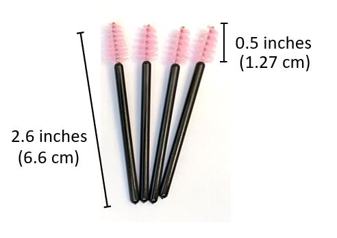 Mini mascara wands with dimensions